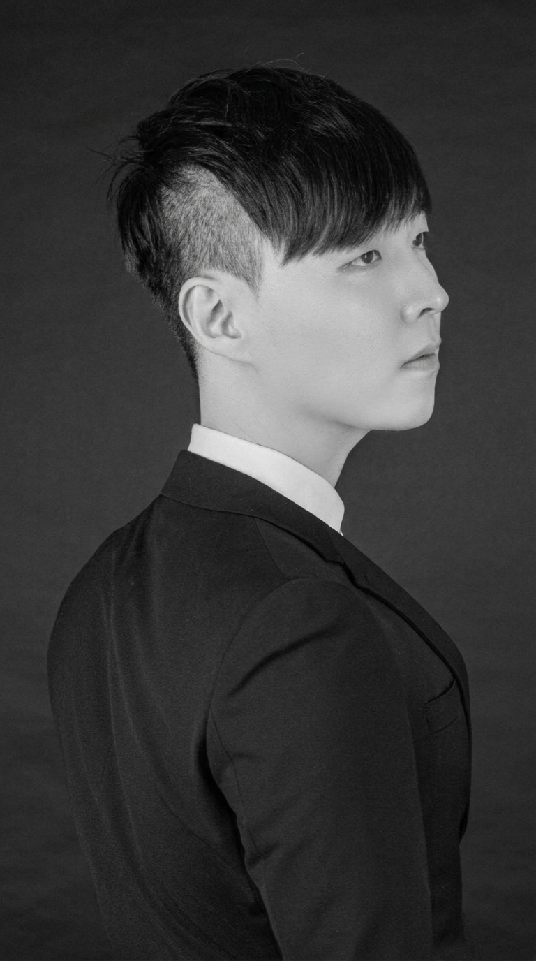Jiyoul Leo Lee, baritone — black and white profile portrait